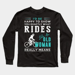 Reimagining Cycling: When Old School Meets Bold Spins - Get Your Comical Tee Today! Long Sleeve T-Shirt